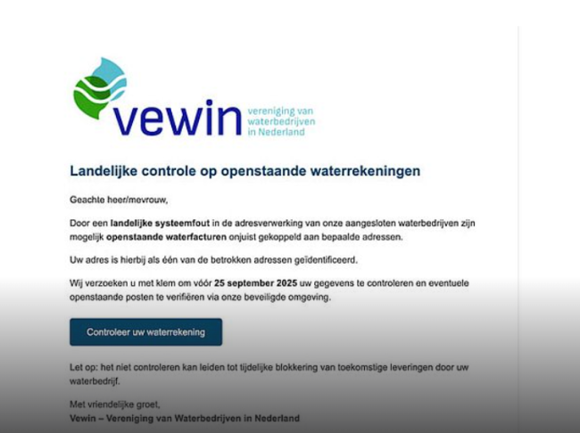Vewin phishingmail