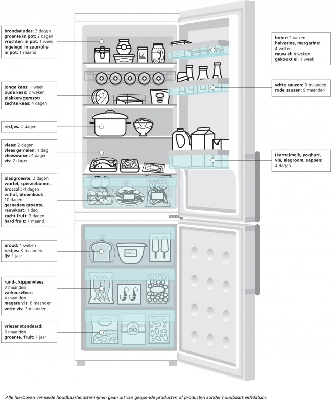 koelkast en vriezer indelen