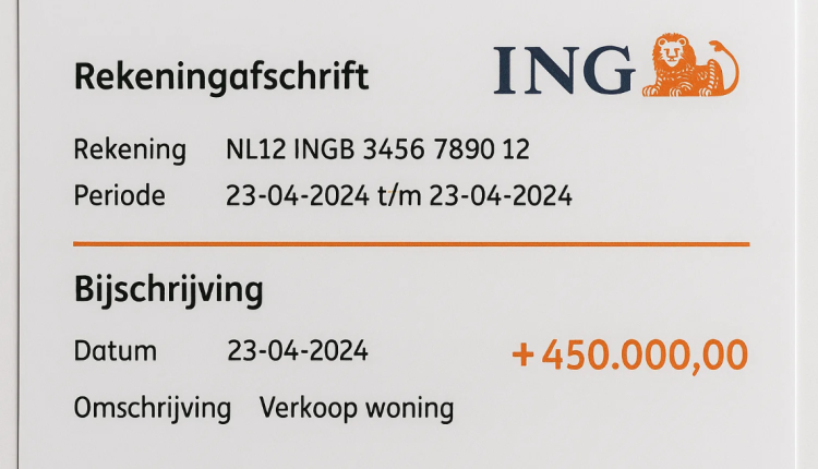 bankafschrift verkoop woning