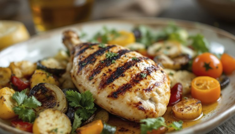 Gebraden kipfilet op bord