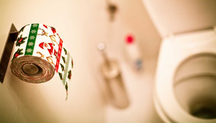 Kerst wc-papier in toilet