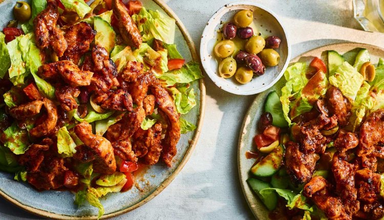 Fluweelzachte kipshoarma met salade