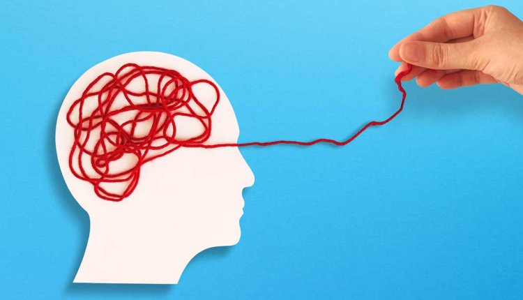 warrig brein illustratie met wol