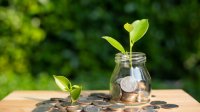 Groen sparen, geld in een potje met planten