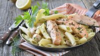 penne met zalm