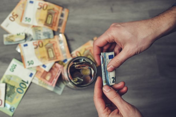 Euro biljetten rolletjes