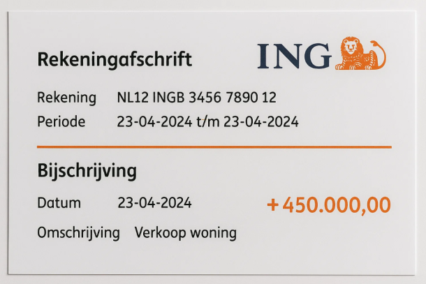 bankafschrift verkoop woning