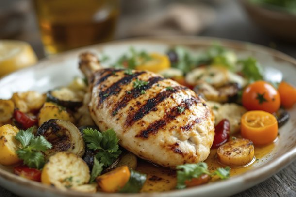 Gebraden kipfilet op bord