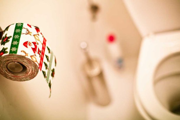 Kerst wc-papier in toilet