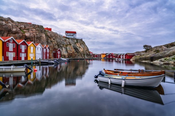 Zweden landschap, stadje aan zee