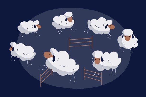 Schaapjes die over een hekje springen, tellen om in slaap te vallen