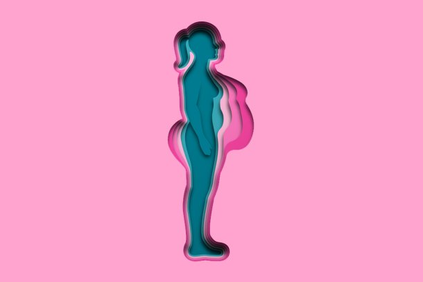 Tekening van een vrouw in verschillende maten