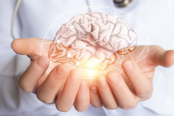 hand met hersenen